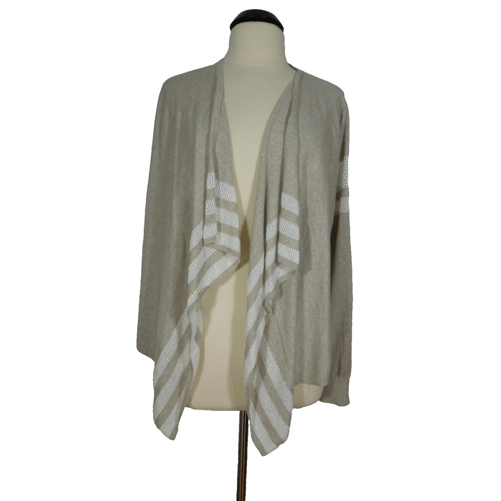 RETRO-OLOGY Cardigan Top XL Womens Oatmeal w/ White